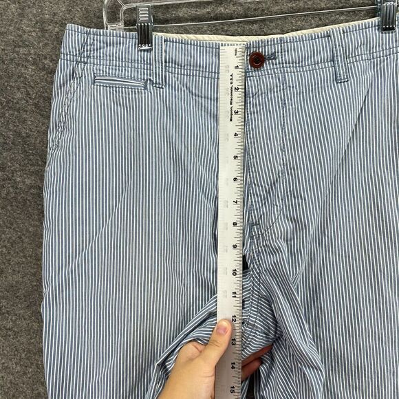 5/$45 J. Crew Shorts Men 34 Blue Striped Mid Rise Bermuda Flat Front Cotton - Picture 6 of 9